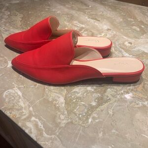 Red mules size12 very chic